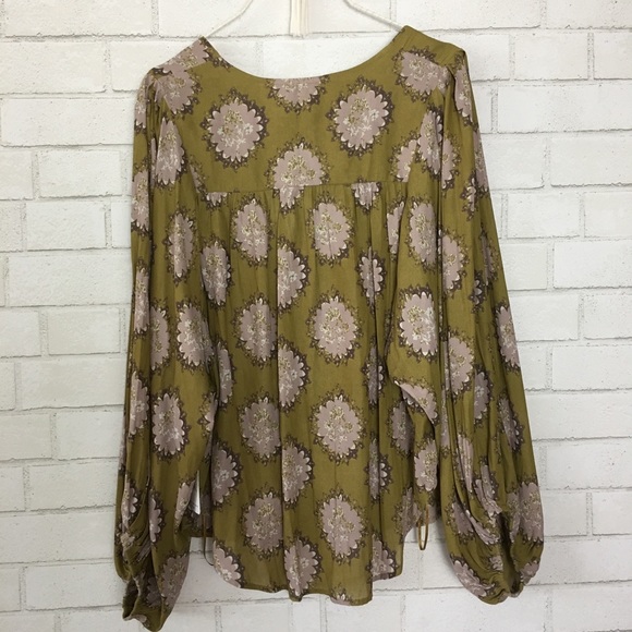 FREE PEOPLE Golden Rod  Cowl Neck Blouse Medium - Picture 4 of 8